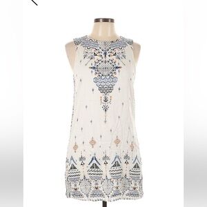 Ecote Keyhole Ivory Sleeveless Aztec Print Large Dress